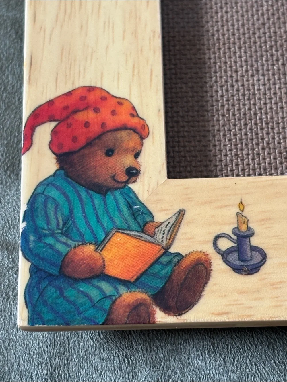 Rare Vintage 90s Handcrafted/Painted Triple Window Wooden Nursery Photo Frame